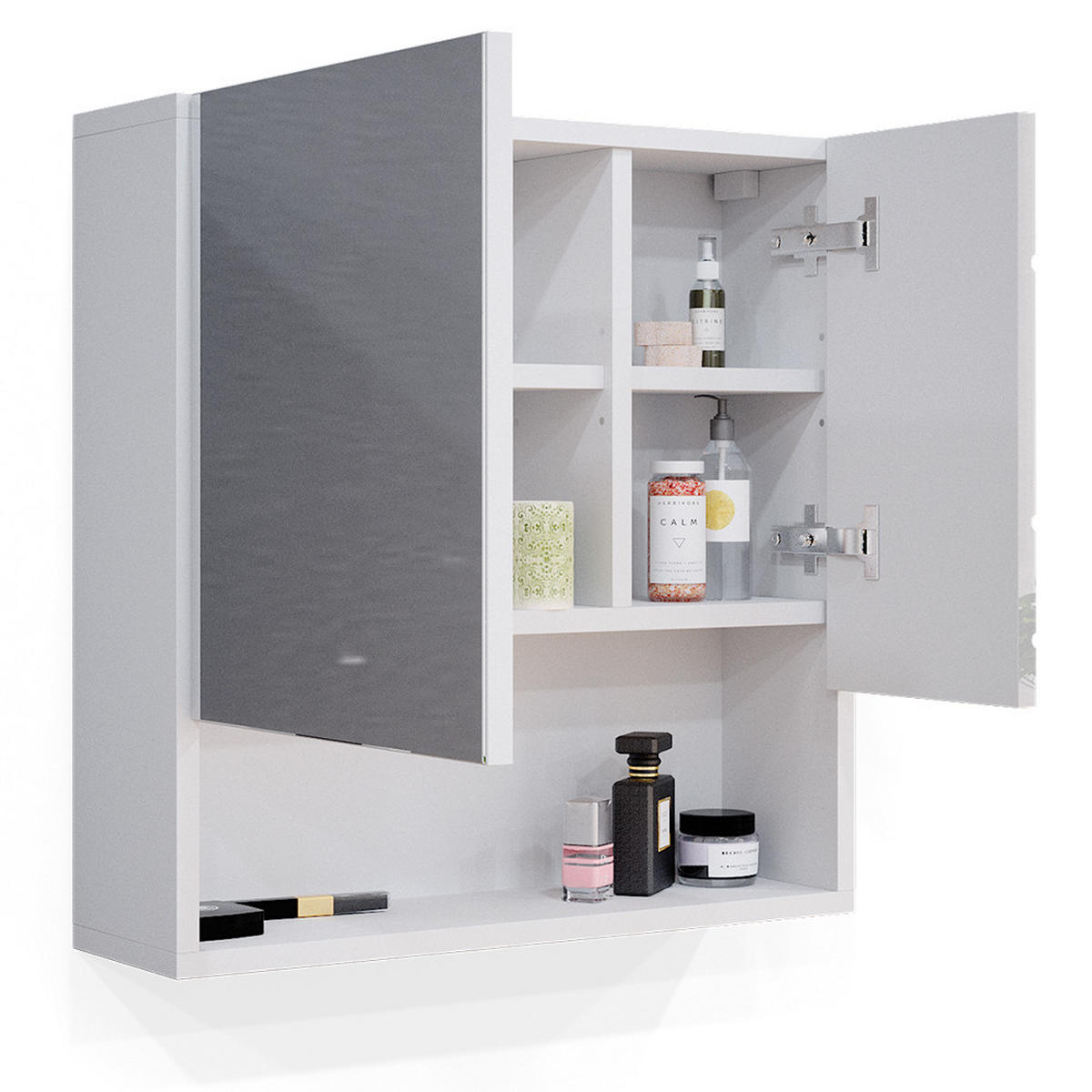 BADSPIEGELSCHRANK Irma Weiß 54 x 55 cm - Weiß Hochglanz/Weiß, Holzwerkstoff (54/55/16.9cm) - Vicco