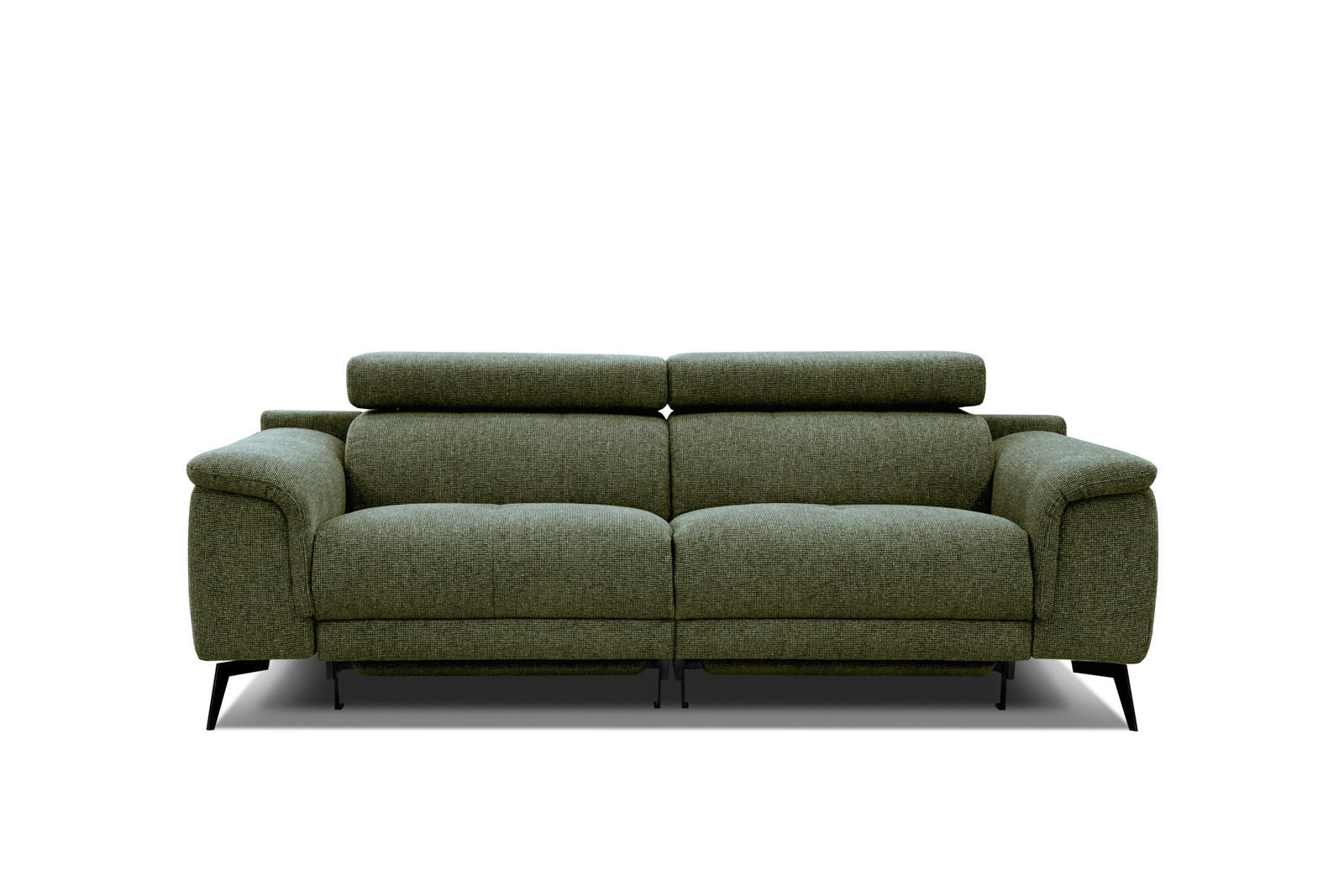 RELAXSOFA FIERO 3-Sitzer mit 2 Relaxfunktionen, olivgrün - Schwarz/Olivgrün, Holzwerkstoff/Textil (212/82/103cm) - Courtois Laville
