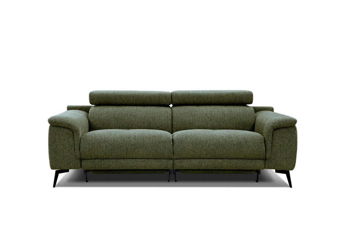 RELAXSOFA FIERO 3-Sitzer mit 2 Relaxfunktionen, olivgrün - Schwarz/Olivgrün, Holzwerkstoff/Textil (212/82/103cm) - Courtois Laville