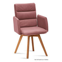 ARMLEHNSTUHL (6er-Set) Dodie 52x92x60 Eiche geölt/Rosewood - Eichefarben/Dunkelrosa, Kunststoff (60/92/52cm) - 58aufmkessel
