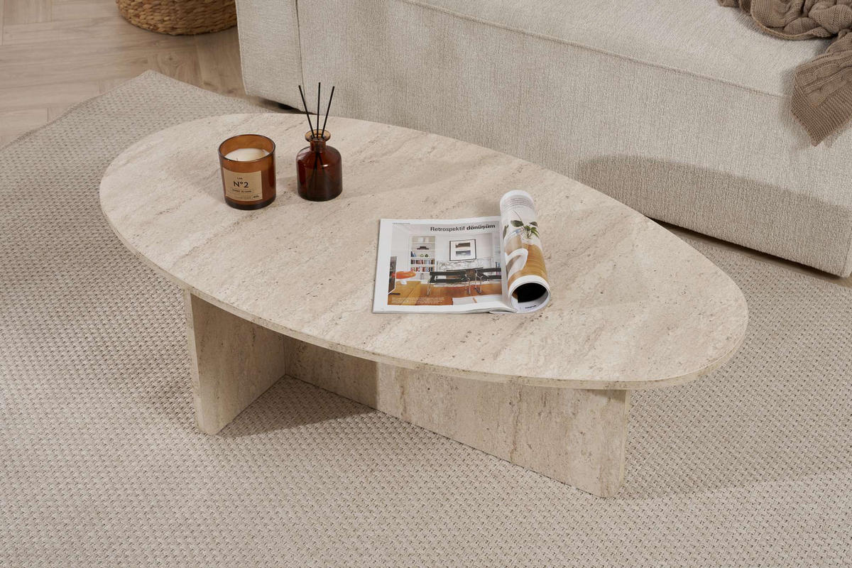 COUCHTISCH orba Travertin - Beige, Holz (120/65/40cm) - Habitat Garten