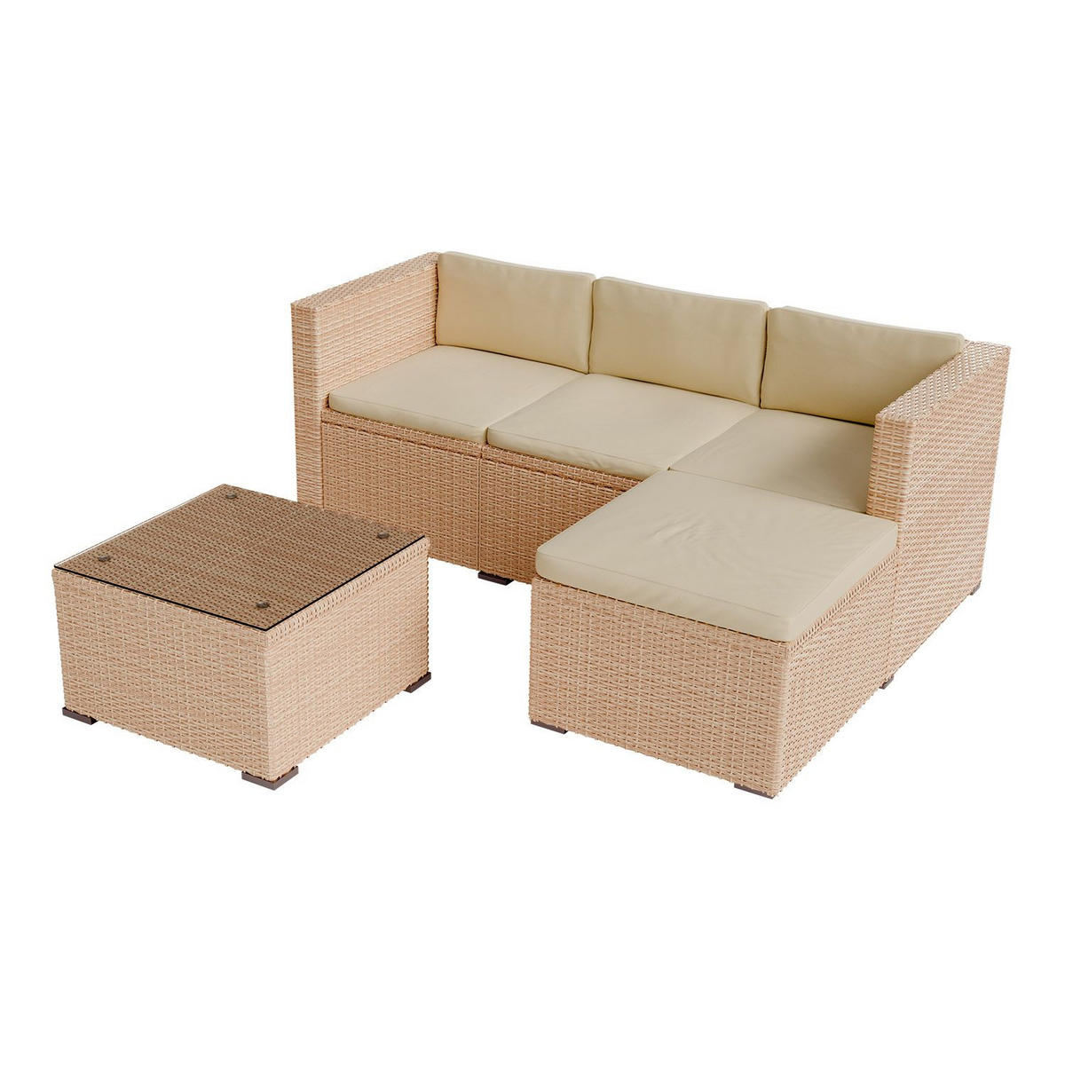 LOUNGEGARNITUR Punta Cana inkl. Abdeckung 3-tlg. - Creme, Kunststoff/Metall - Juskys