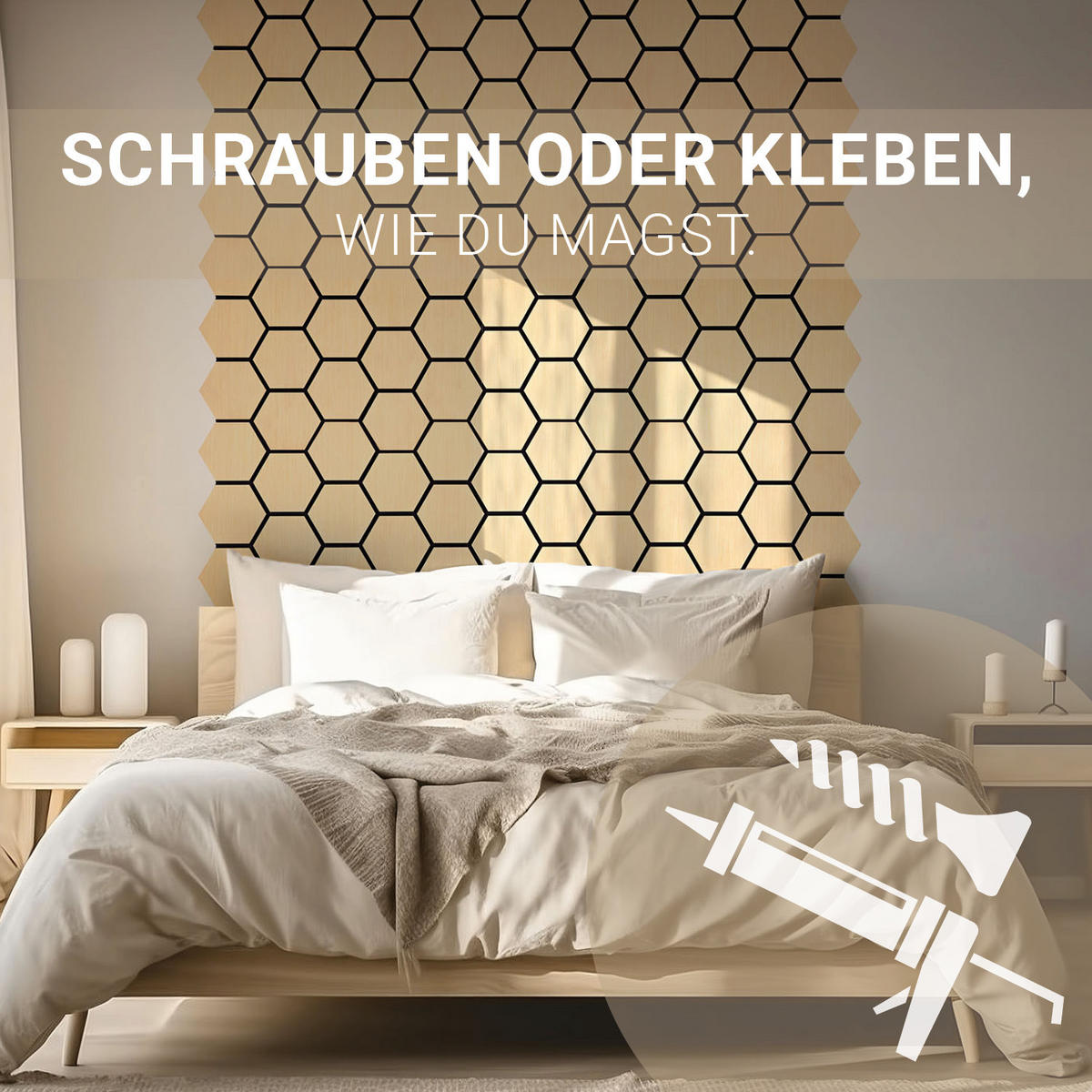 AKUSTIKPANEEL Hexagon Naturfarben 4 Stück - Naturfarben, Holz (62/76/2cm) - Homestyle4u