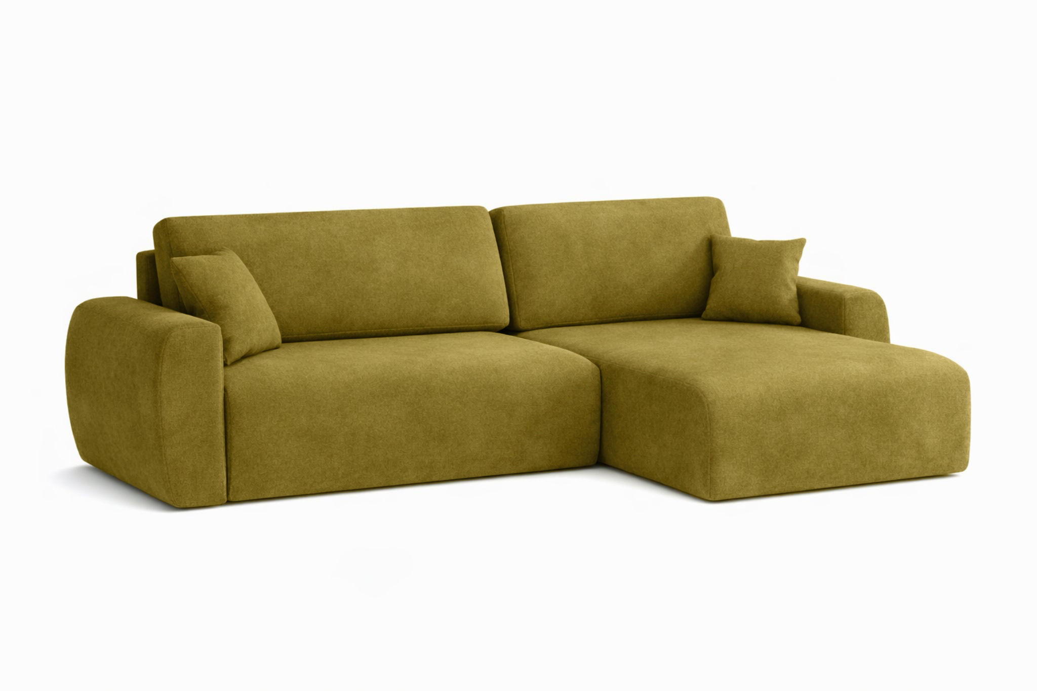 ECKSOFA Mit Schlaffunktion Ariel L, Velours, Stoff Salvador, Olive, Rechts - Olivgrün, Holz (250/142cm) - Kaiser Möbel