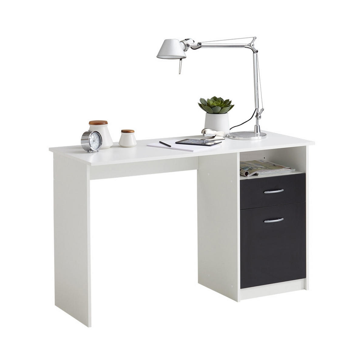 SCHREIBTISCH Weiß 123/77/50 cm - Weiß, Holzwerkstoff (50/123/77cm) - FMD Möbel GmbH