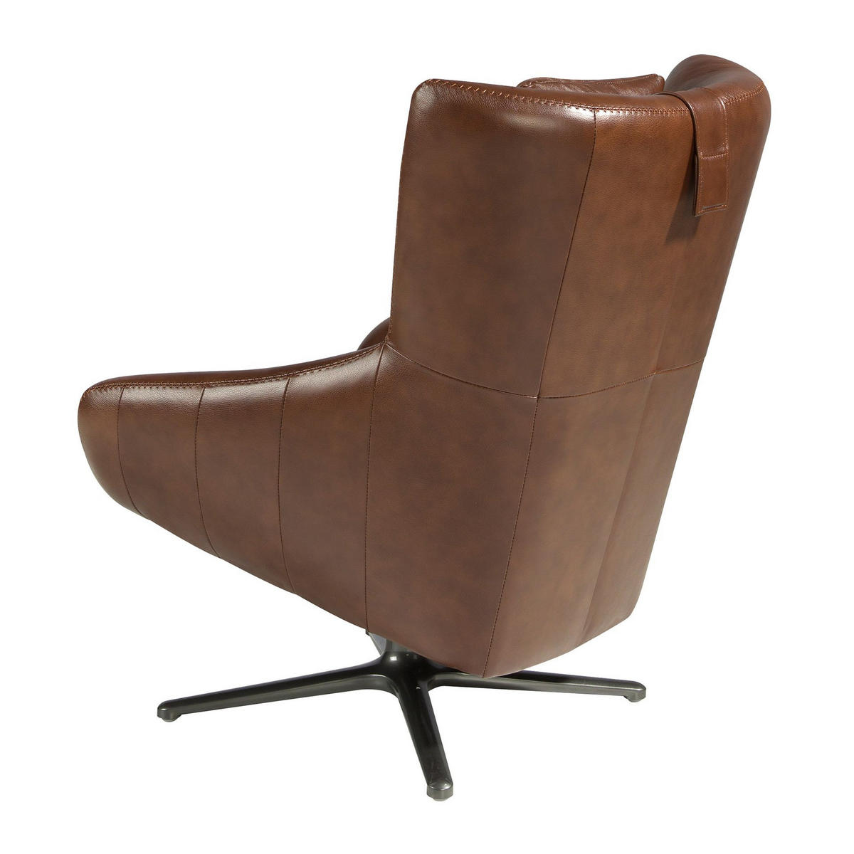 COGNACBRAUNER Leder-Drehsessel 76/90/100 cm - Dunkelgrau/Braun, Leder (76/100/90cm) - ANGEL CERDA