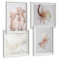 BILDER SET 4er Set - 50x50 cm & 40x60 cm Weißer Rahmen - Elegante Gräser, Blumen, Marmor - Weiß, Kunststoff (50/50cm) - TULUP