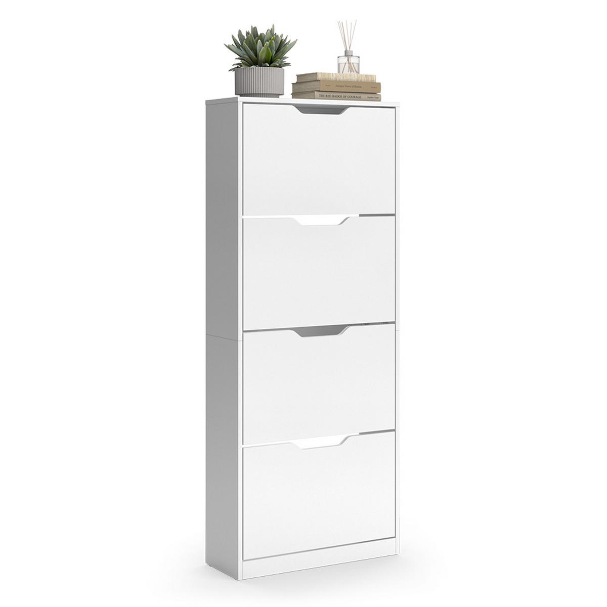 SCHUHKIPPER Luca, Weiß, 59 x 146 cm mit 4 Kippfächern - Weiß, Holzwerkstoff (59/146/22cm) - Vicco