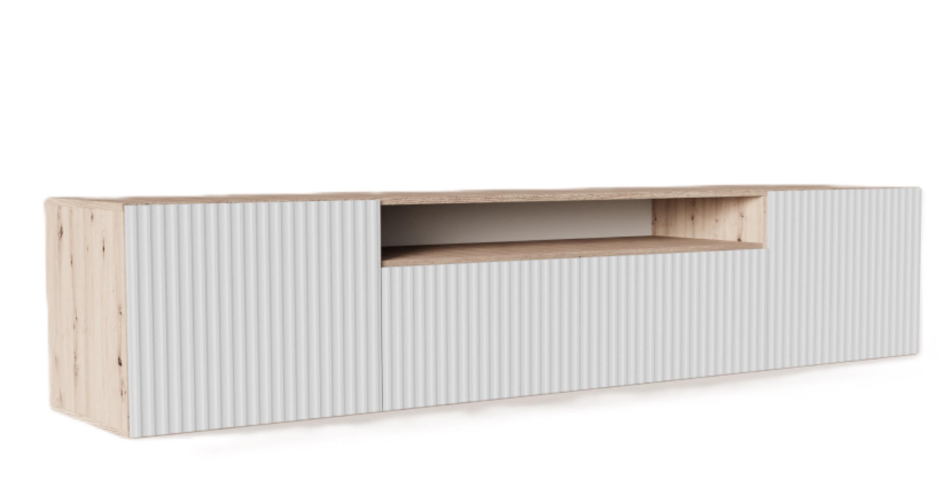 TV-SCHRANK Weiß NOELI Hängend Mit Gerillten Fronten - Weiß, Holzwerkstoff (200/40/41cm) - Sepro Meble