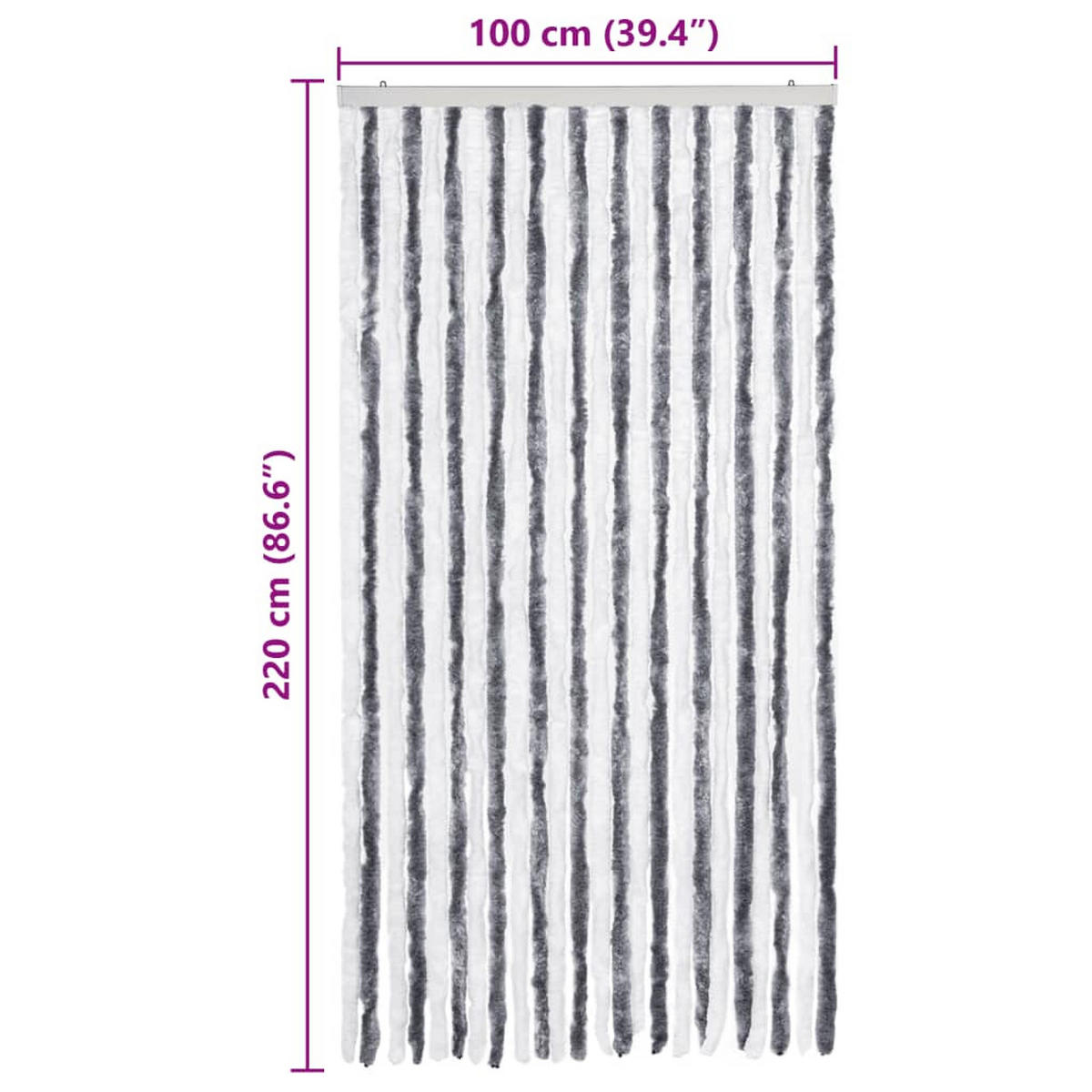 INSEKTENSCHUTZ-VORHANG Grau Und Weiß 100/220 Cm Chenille - Multicolor, Kunststoff (100/220cm) - vidaXL