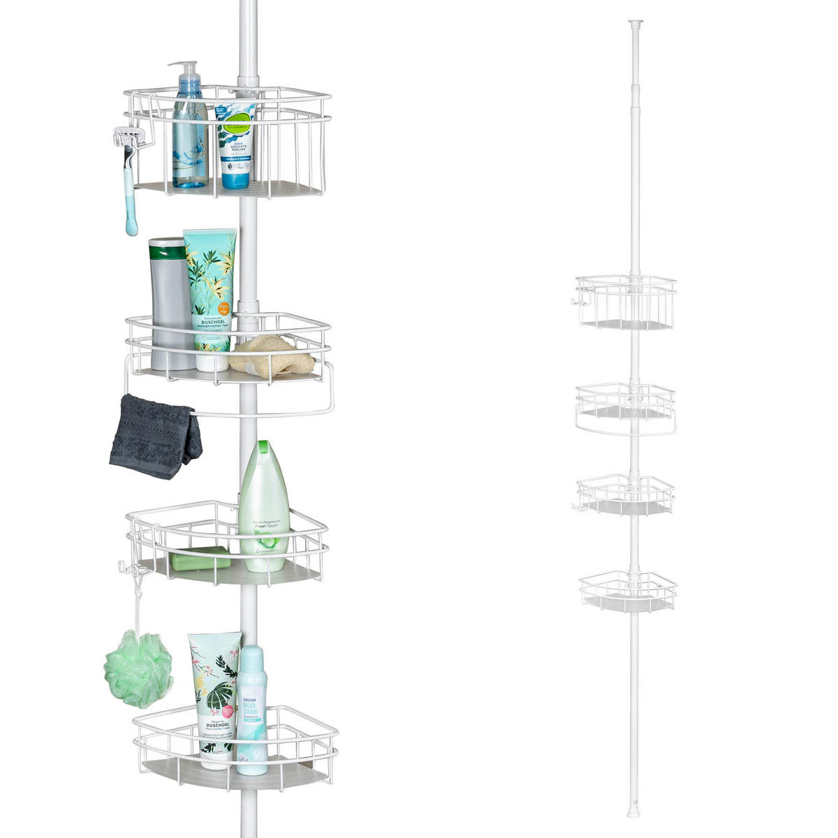 TELESKOP-ECKREGAL, weiß - Weiß, Metall (22.5/290/22.5cm) - bremermann