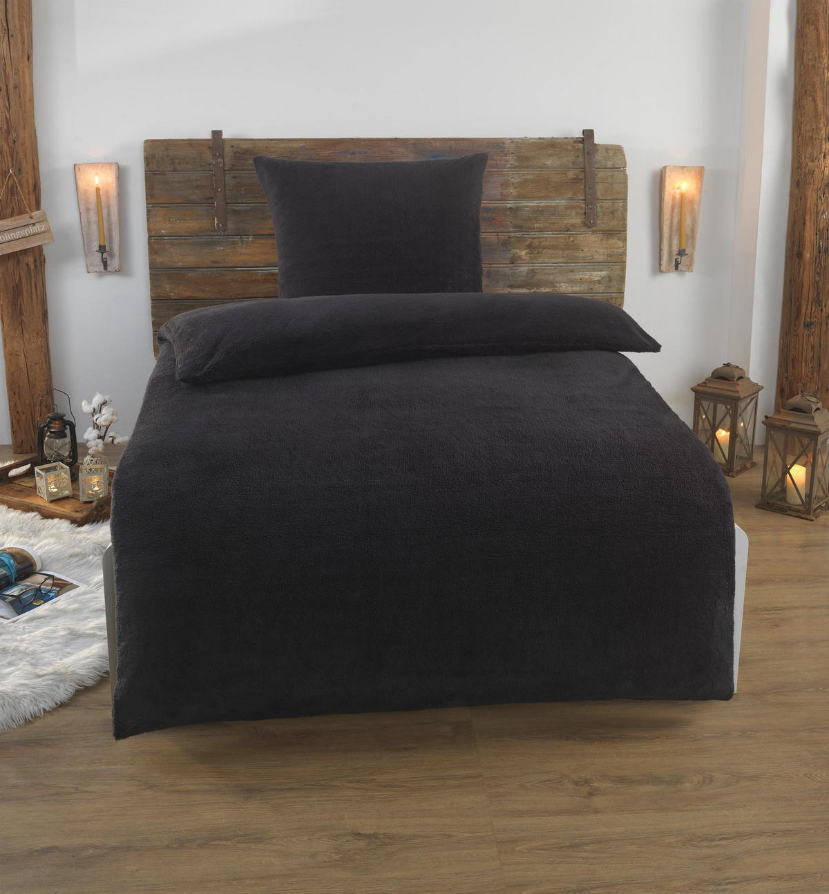 WINTER-BETTWÄSCHE 135x200 Teddy Fleece Warmer Plüsch Bettbezug Kuschelig - Anthrazit - Anthrazit, Textil (135/200cm) - Carpe Sonno