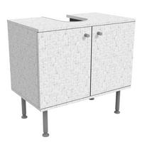 WASCHBECKENUNTERSCHRANK Mosaikfliese Marmoroptik Bianco Carrara 60/55/35 cm - Weiß, Holzwerkstoff (60/55/35cm) - Bilderwelten