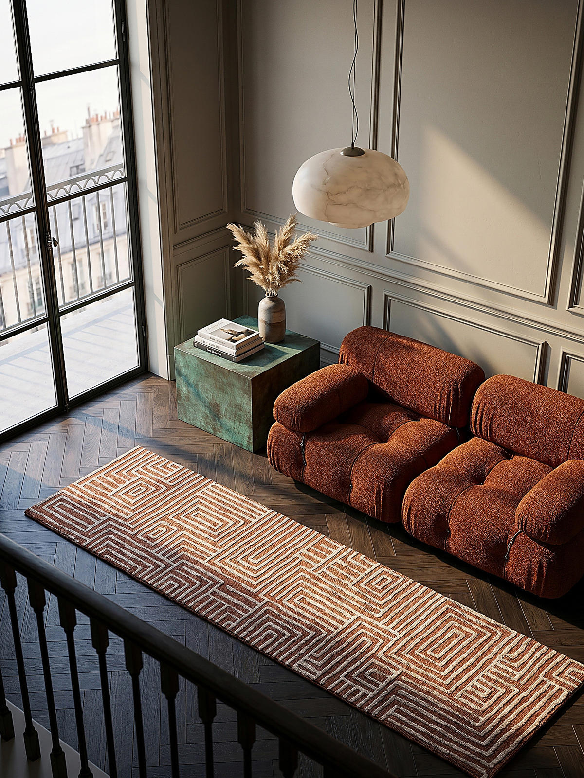TEPPICH ARLEN, geometrisch, Terrakotta, 80 x 300 cm - Orange, Textil (80/300cm) - KADIMA DESIGN