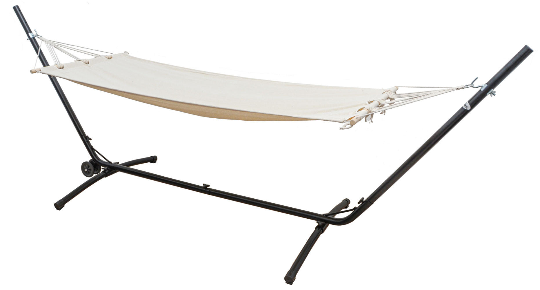 HÄNGEMATTE mit Gestell 335/100 cm, Beige/Schwarz - Schwarz, Metall (100/115/335cm) - Amanka