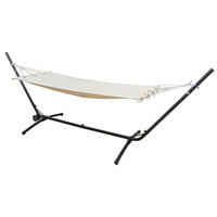 HÄNGEMATTE mit Gestell 335/100 cm, Beige/Schwarz - Schwarz, Metall (100/115/335cm) - Amanka