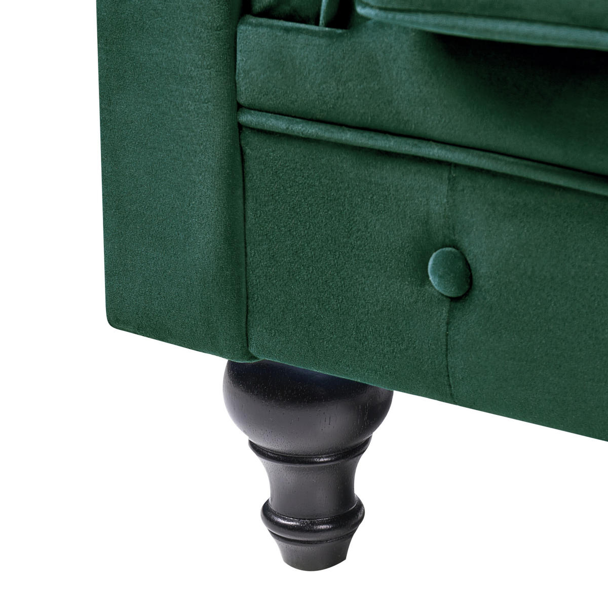 3-SITZER-SOFA Samtstoff Grün Chesterfield - Hellgrün, Textil (202/70/75cm) - Beliani
