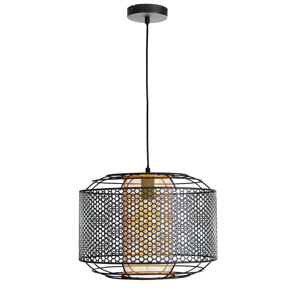 HÄNGELEUCHTE Denton Metall Schwarz Gitteroptik - Schwarz, Metall (40/40/150cm) - Nowa