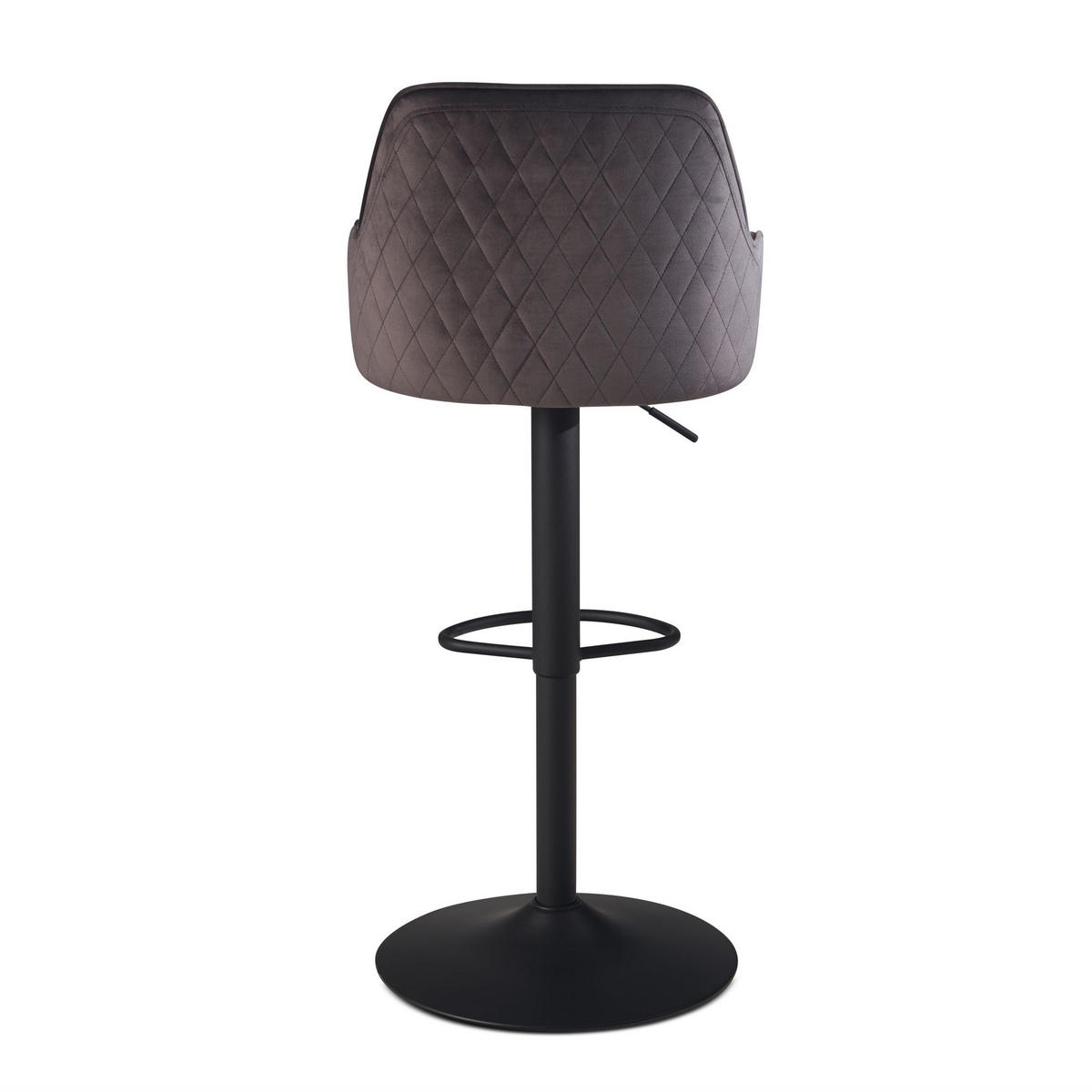 BARHOCKER Samt Lehne Höhenverstellbar Trompetenfuß Armlehne Gepolstert, Grau 45x45x106 cm - Schwarz/Grau, Textil/Metall (45/106/45cm) - KADIMA DESIGN