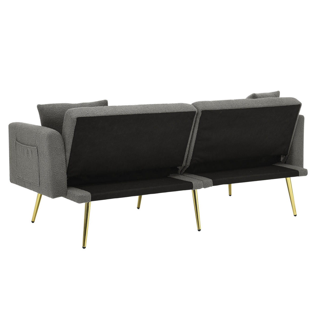 SCHLAFSOFA 177/78/74 cm in Gray Teddyfell mit Aufbewahrungstasche - Grau, Textil (177/74/78cm) - Oxeza