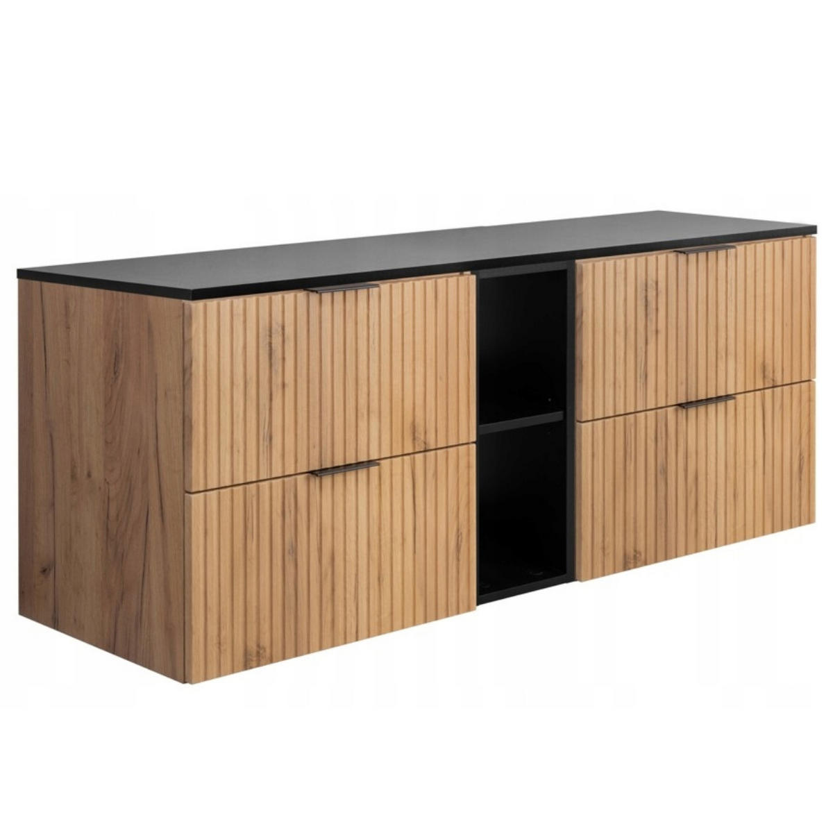 WASCHBECKUNTERSCHRANK FLOW mit Regal + Platte Eiche Craft 140/57/46 cm - Eichefarben, Holzwerkstoff (140/57/46cm) - Rodan