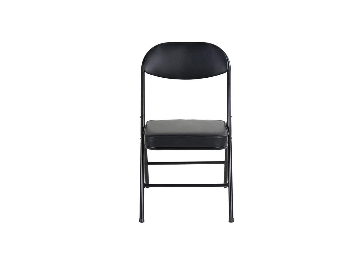 KLAPPSTUHL DE-36272 4er-Set mit PU-Lederbezug Schwarz - Schwarz, Metall (46/81.5/47cm) - ComfortXL