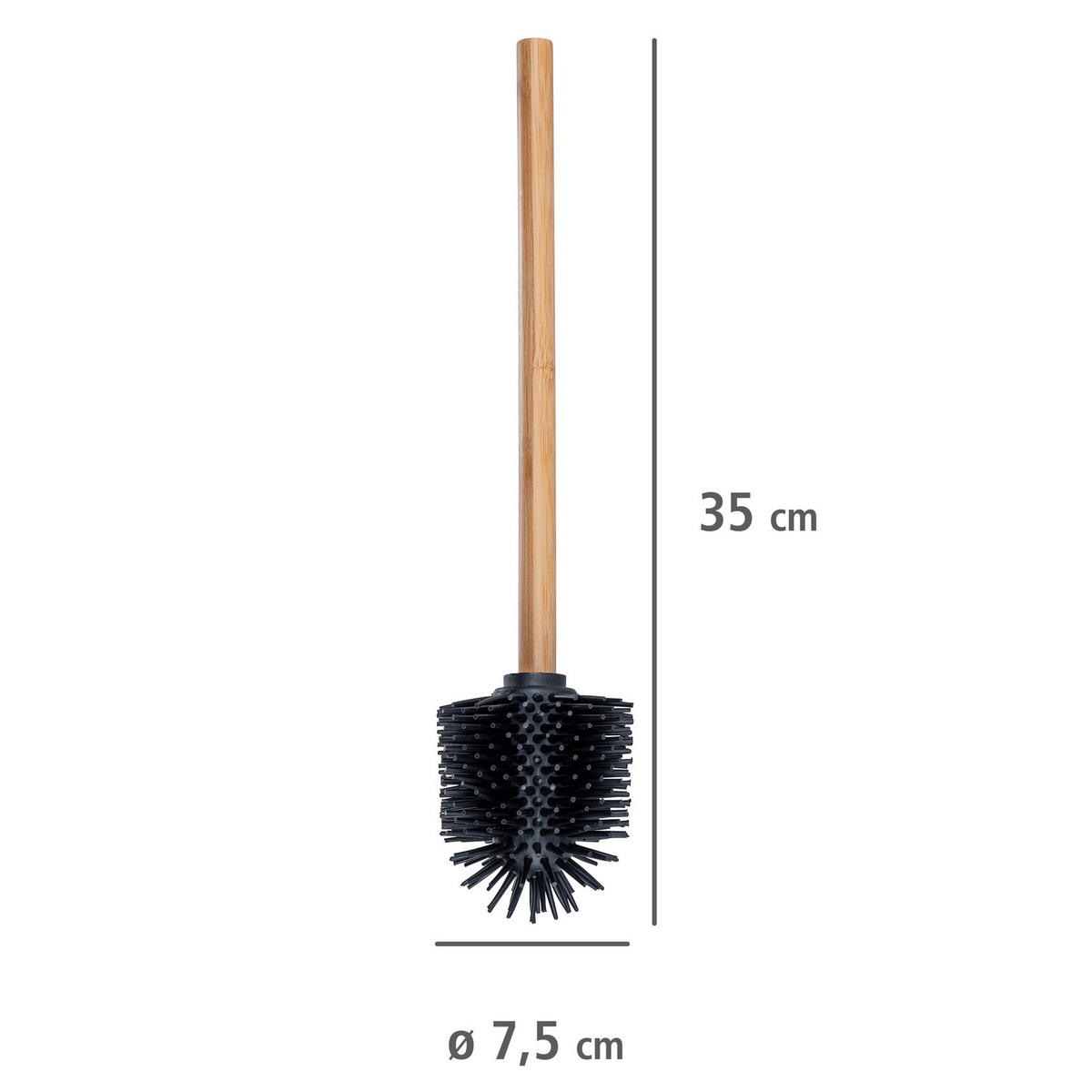TOILETTENBÜRSTE aus Silikon 7,5/7,5/35 cm - Schwarz, Naturmaterialen (7.5/35/7.5cm) - Wenko
