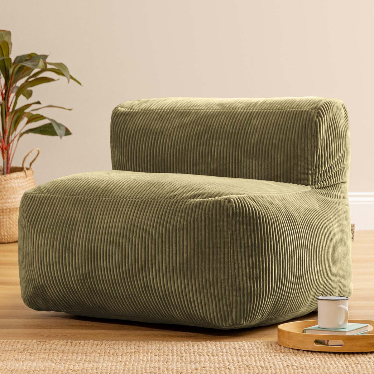 SITZSACK-SESSEL ZEN modular Cord - Grün, Textil (95/68/100cm) - icon