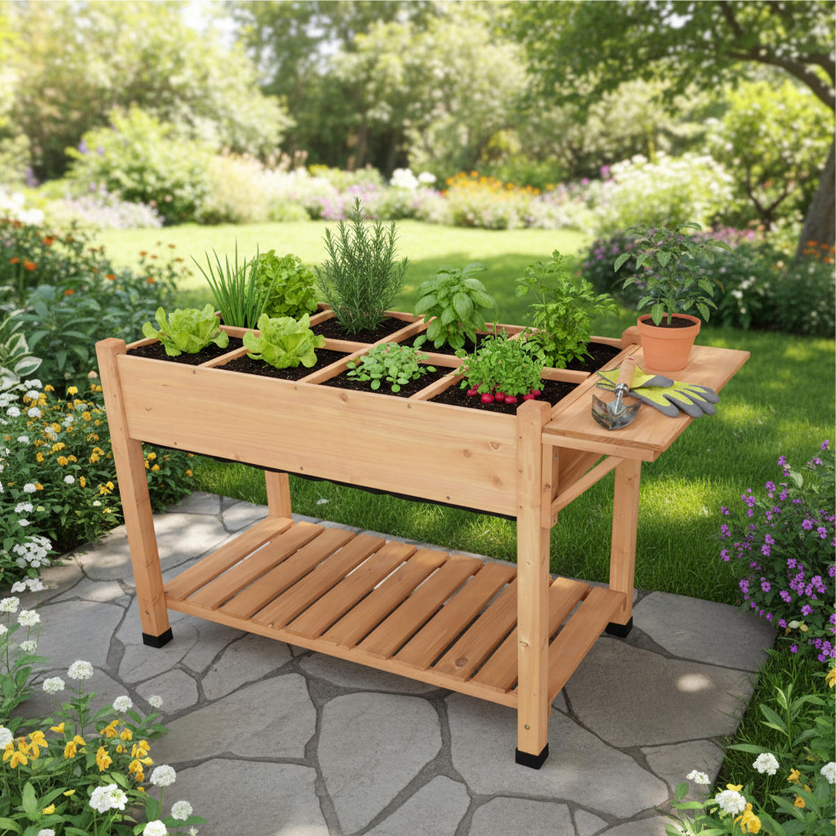 HOCHBEET - Orange, Holz/Textil (128/81/56cm) - Relaxdays