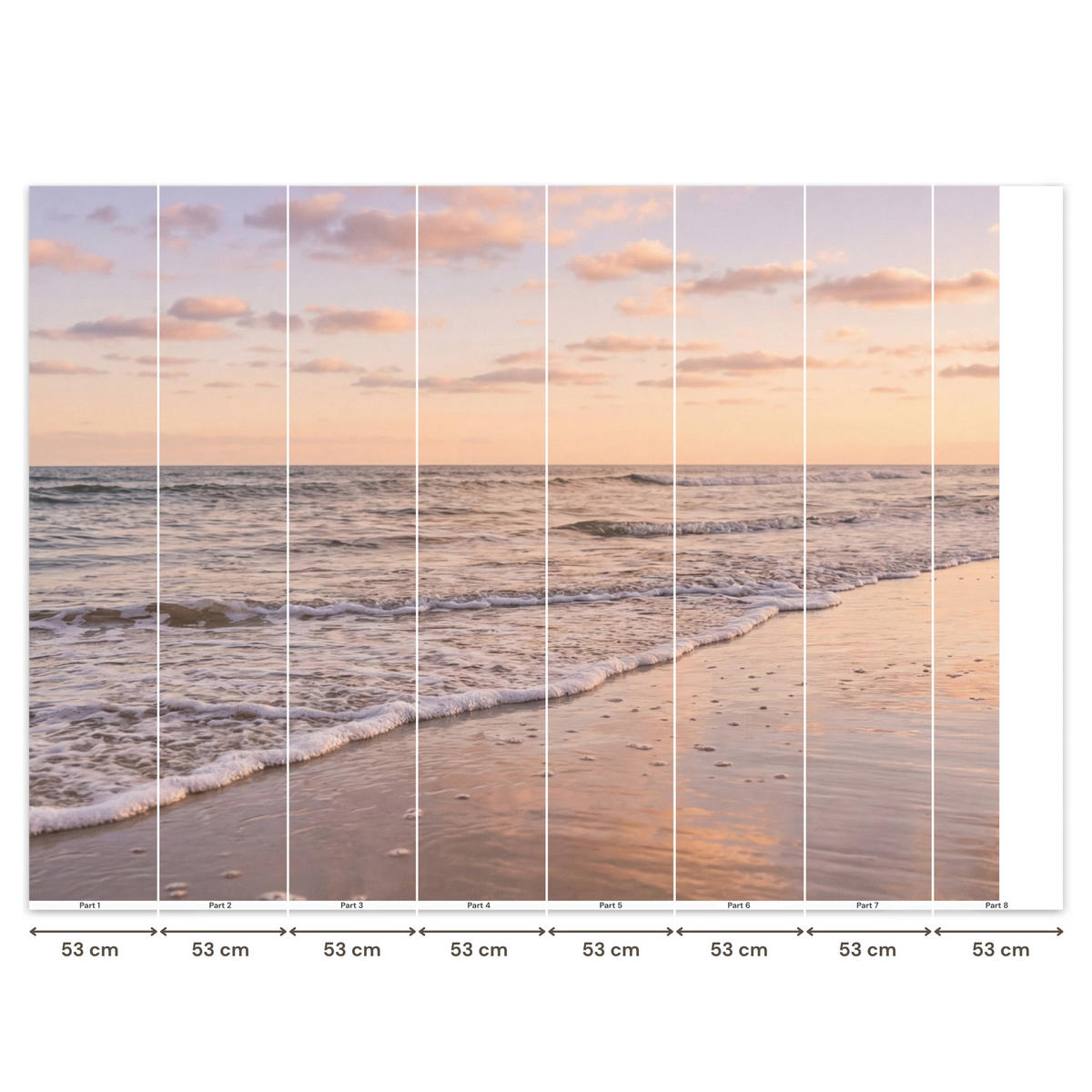 TAPETE - Strand - Brandung - Wolken - 400x300 cm - Hellrosa, Papier (400/300cm) - OnlyWow