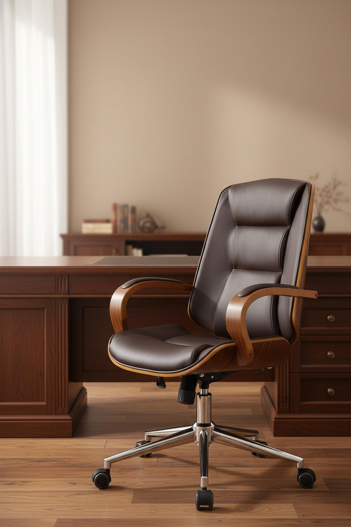 BÜROSTUHL Nyxar walnuss/braun - Chromfarben/Braun, Metall (60/110/68cm) - TPFLiving