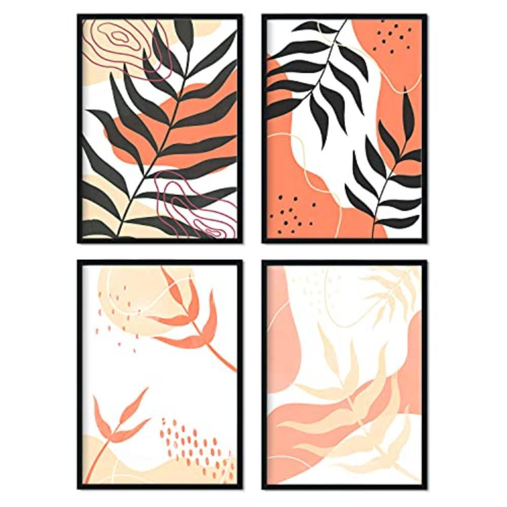 POSTER Set mit 4 abstrakten 1 floralen in warmen Erdtönen A3 Rahmenlos - Klar, Papier (29.7/3cm) - Nacnic