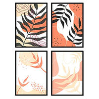 POSTER Set mit 4 abstrakten 1 floralen in warmen Erdtönen A3 Rahmenlos - Klar, Papier (29.7/3cm) - Nacnic