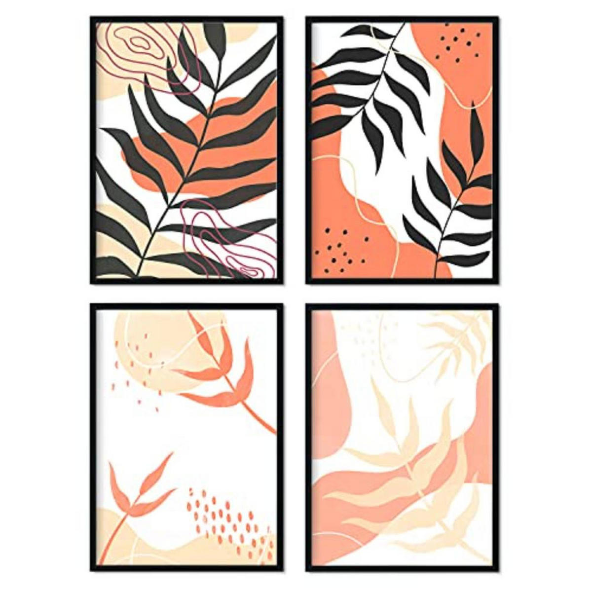 POSTER Set mit 4 abstrakten 1 floralen in warmen Erdtönen A3 Rahmenlos - Klar, Papier (29.7/3cm) - Nacnic