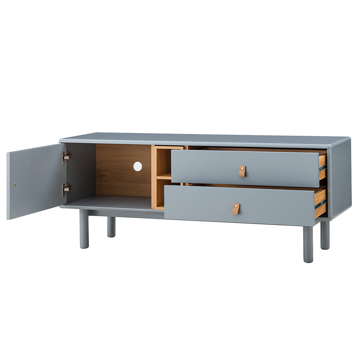 TV-LOWBOARD - 140 cm - Blaugrau/Braun, Holz/Holzwerkstoff (140/55/40cm) - home24