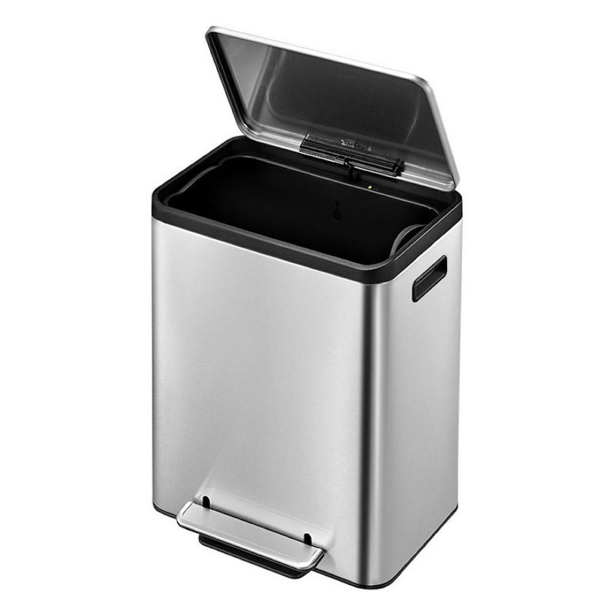 MÜLLEIMER Rechteckiger Aus Gebürstetem Edelstahl Mit Soft Close Deckel & Handlichen Kunststoffgriffen 30 Liter 49,2 x 40,4 x 32,1 cm Silber - Silberfarben, Metall (40.4/49.2/32.1cm) - PROREGAL