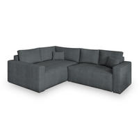 ECKSOFA ERONIS L-S Grau Kordstoff mit Schlaffunktion - Grau, Holz (265/194cm) - MASSENO