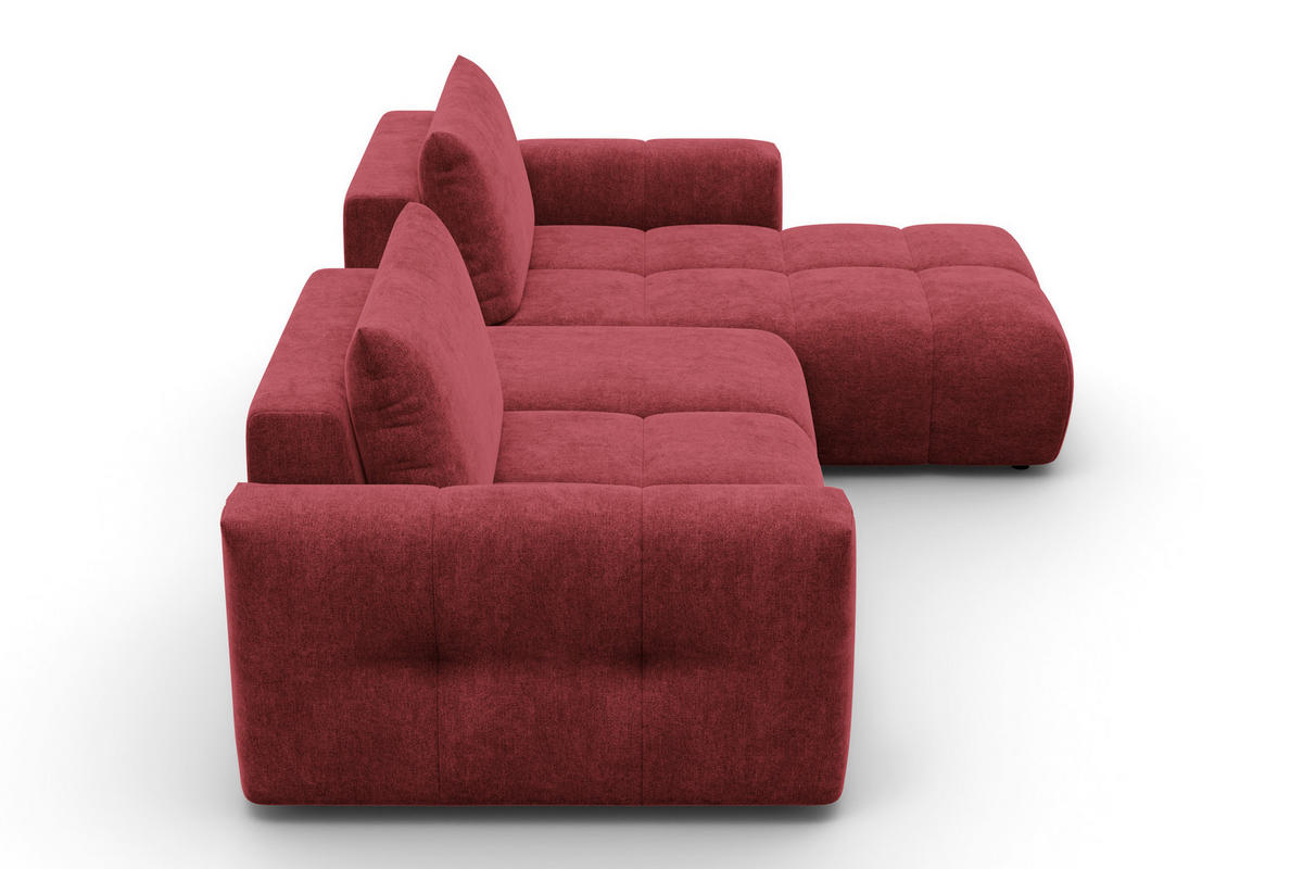 ECKSOFA VERONA 4-Sitzer RECHTS, Dunkelrot - Schwarz/Dunkelrot, Holz/Textil (282/173cm) - Courtois Laville