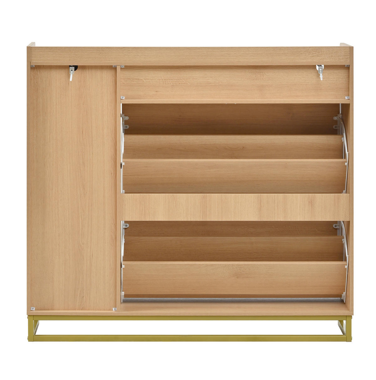 SCHUHSCHRANK mit Klappfächern 110 x 24 x 100 cm Natur - Braun, Holzwerkstoff (24/100/110cm) - Beauniv