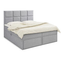 BOXBETT 200x200 cm, GARDA, Bettkasten und Taschenmatratze, Elegant Topper und Schubladen, Grau - Grau, Holzwerkstoff/Kunststoff (200/200cm) - Trada