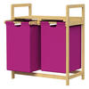 WÄSCHEKORB Bambus Magenta - Beige, Holz (33/73/63cm)