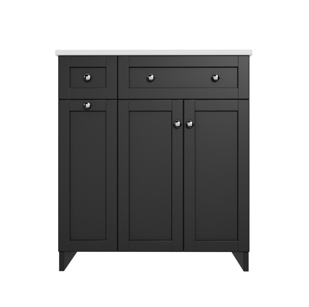 BADEZIMMERWASCHTISCH aus MDF und Keramik 76x47x86 cm Schwarz mit Stauraum und Soft-Close - Schwarz, Keramik (76/86/47cm) - Modfu