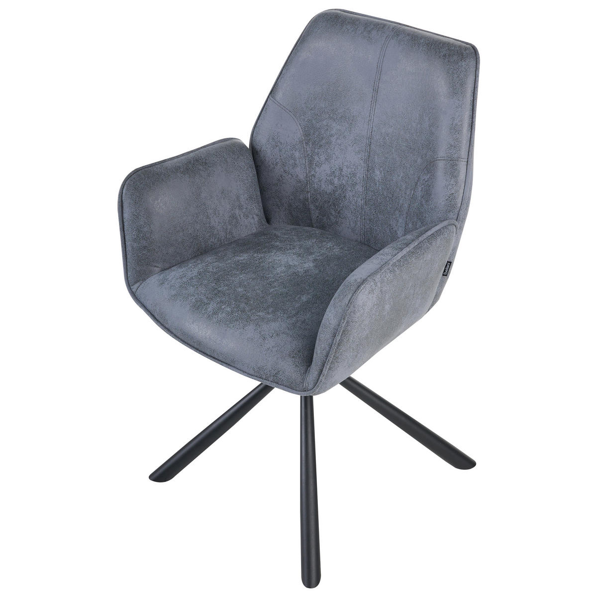 ESSZIMMERSTUHL 2er-Set drehbar Kunstwildleder Grau Warner - Grau, Textil (63/94/58cm) - Beliani