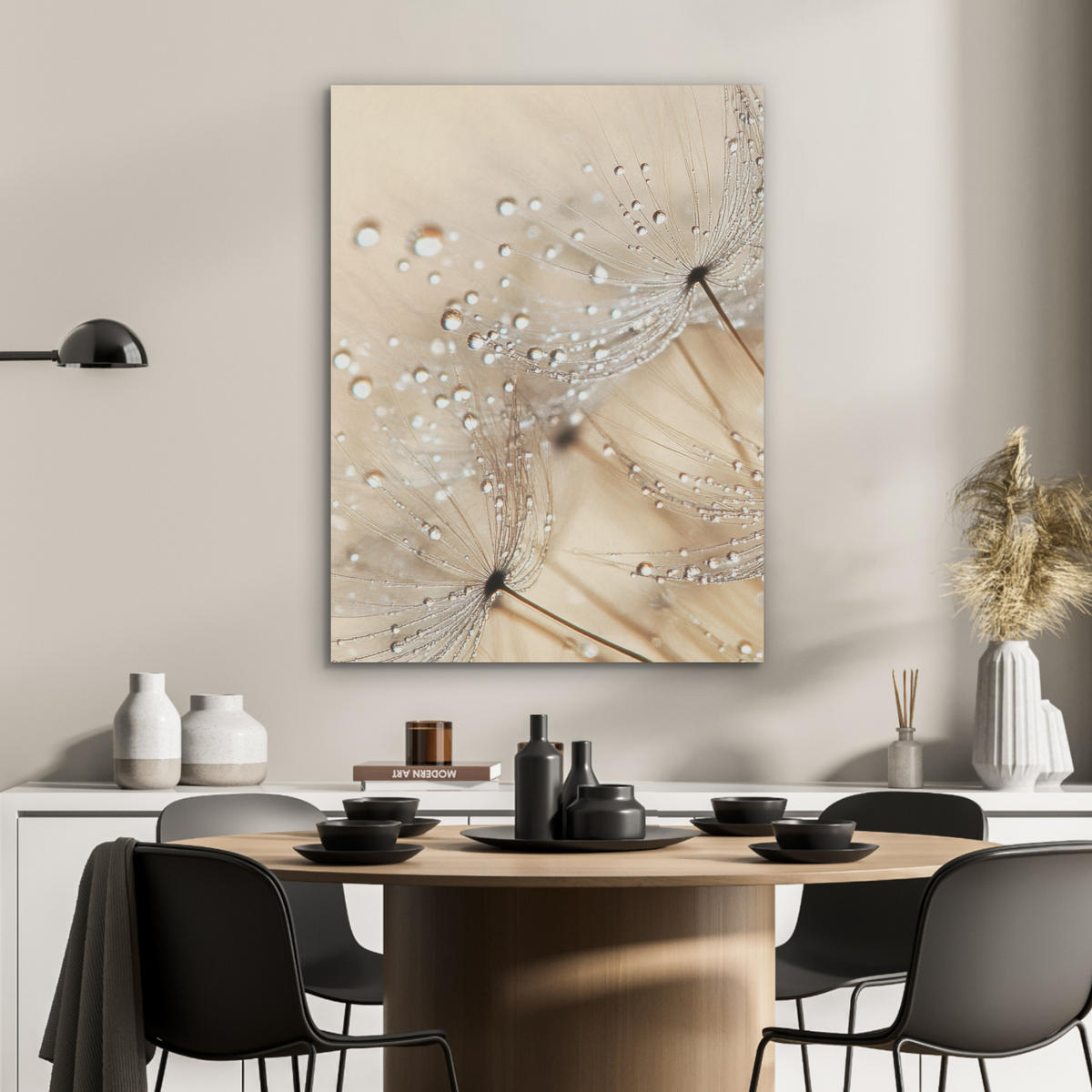 AKUSTIKPANEEL Löwenzahn - Abstrakt - Natur - Beige 60x80 cm - Braun, Textil (60/0.9/80cm) - MuchoWow