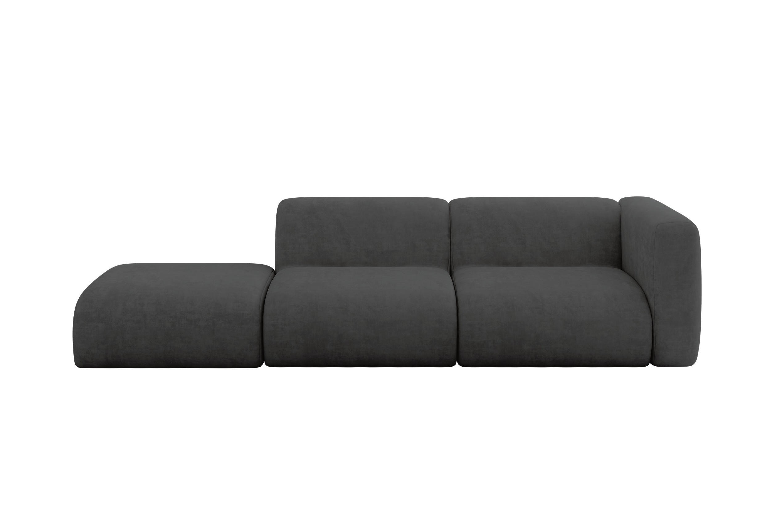 POHOVKA S PRAVOU OTOMANOU MIRA-S3 296x89x70 Tmavě šedá Velur - černá/tmavě šedá, kompozitní dřevo/textil (296/70/89cm) - ALTDECOR