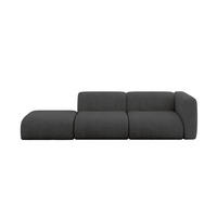 SOFA Ottomane Rechts MIRA-S3 296x89x70 Dunkelgrau Velours - Dunkelgrau/Schwarz, Holzwerkstoff/Kunststoff (296/70/89cm) - ALTDECOR
