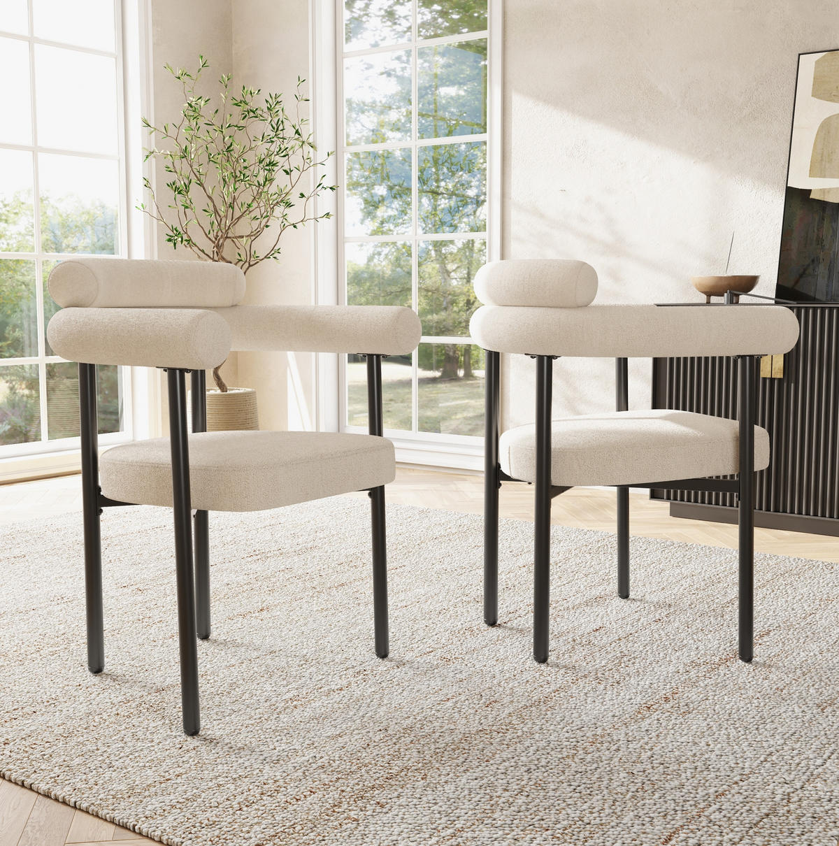 SESSEL ergonomisch ca. 70 x 62 x 84 cm Beige mit Eisenrohrgestell 4er-Set - Beige, Metall (62/84/70.1cm) - Meubliv