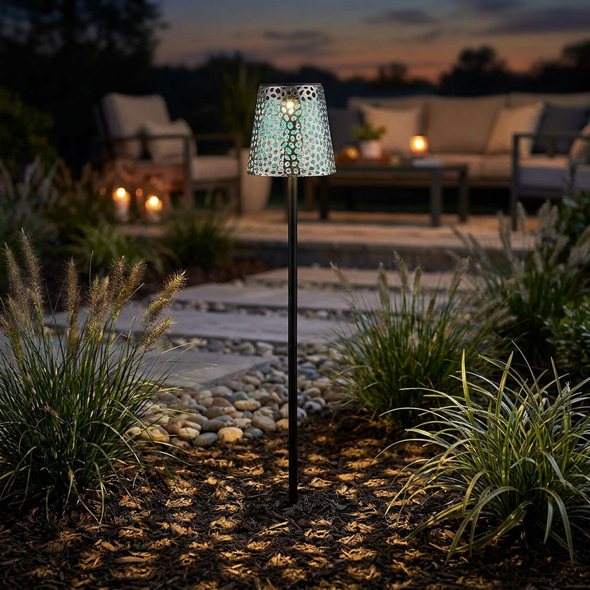 LED SOLAR WEGELEUCHTE Metall Silber - Silberfarben, Metall (12/12/70cm) - Globo Lighting