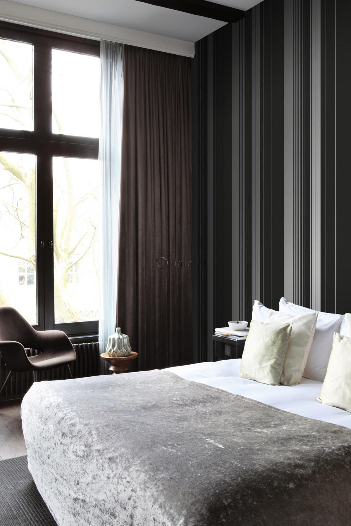 TAPETE Streifen 53 cm x 10.05 m - Schwarz, Papier (53/1000cm) - Origin Wallcoverings