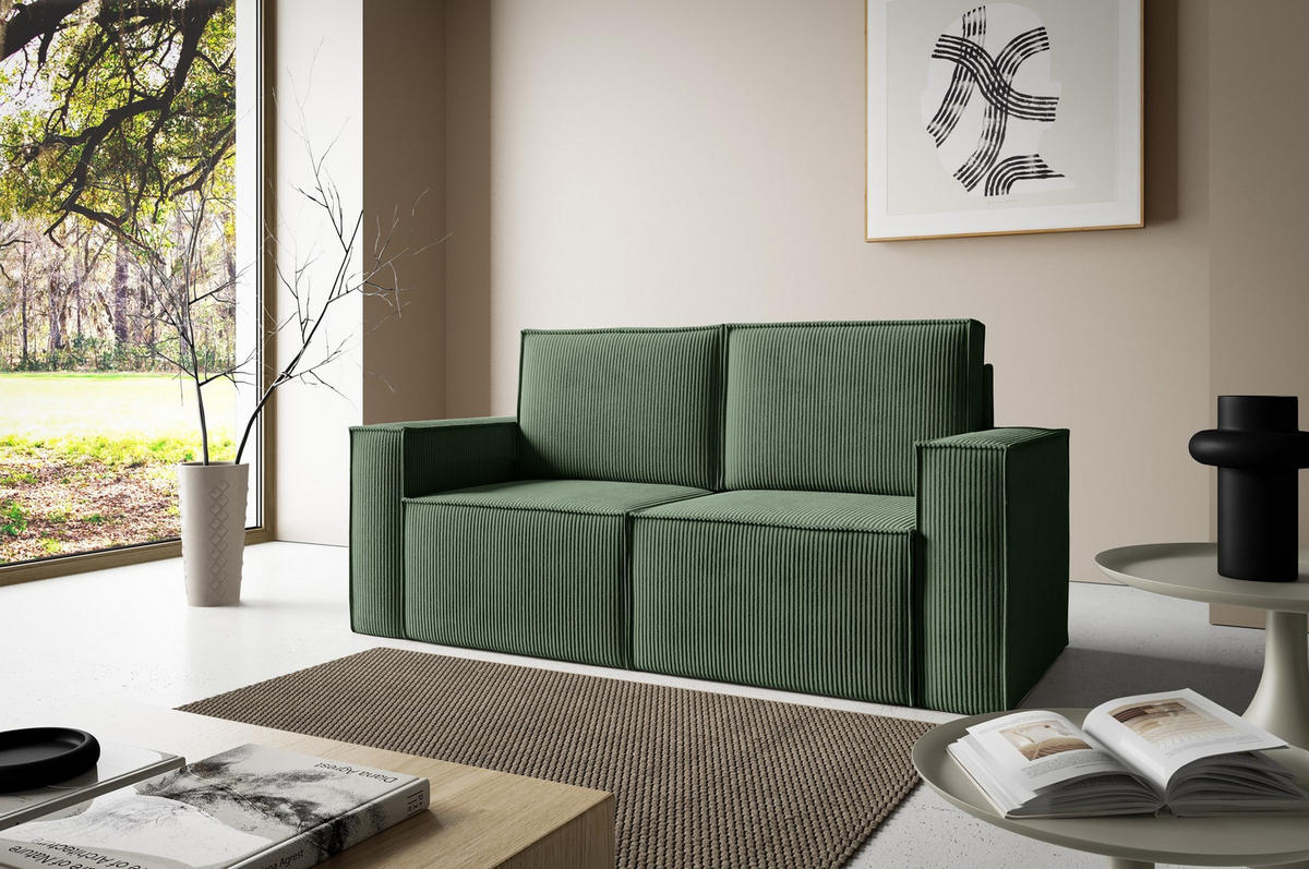 SOFA Orto Grün, Zweisitzer Polstersofa - Grün, Holzwerkstoff/Textil (178/93/82cm) - Bettso